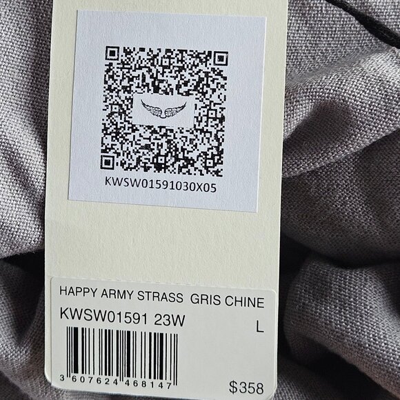 Zadig & Voltaire Happy Army Studded Elbow V Neck Sweater - Picture 6 of 11